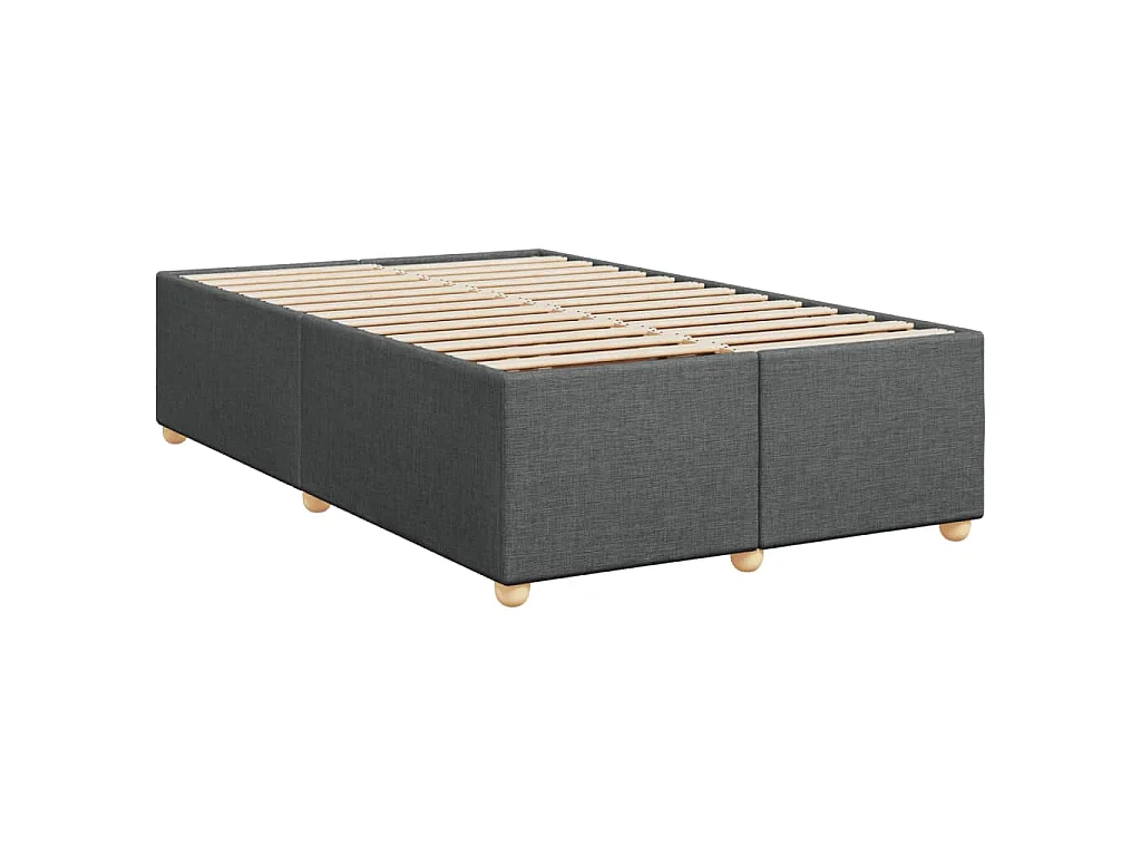 Cama box spring con colchón tela gris oscuro 120x190 cm