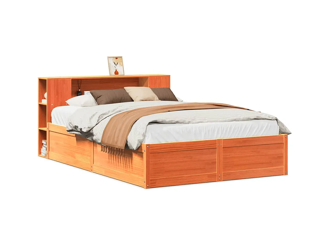 Cadre de lit sans matelas cire marron 120x200cm bois pin massif