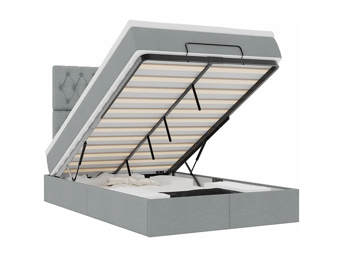 Ottoman bed met matras 120x190 cm stof lichtgrijs