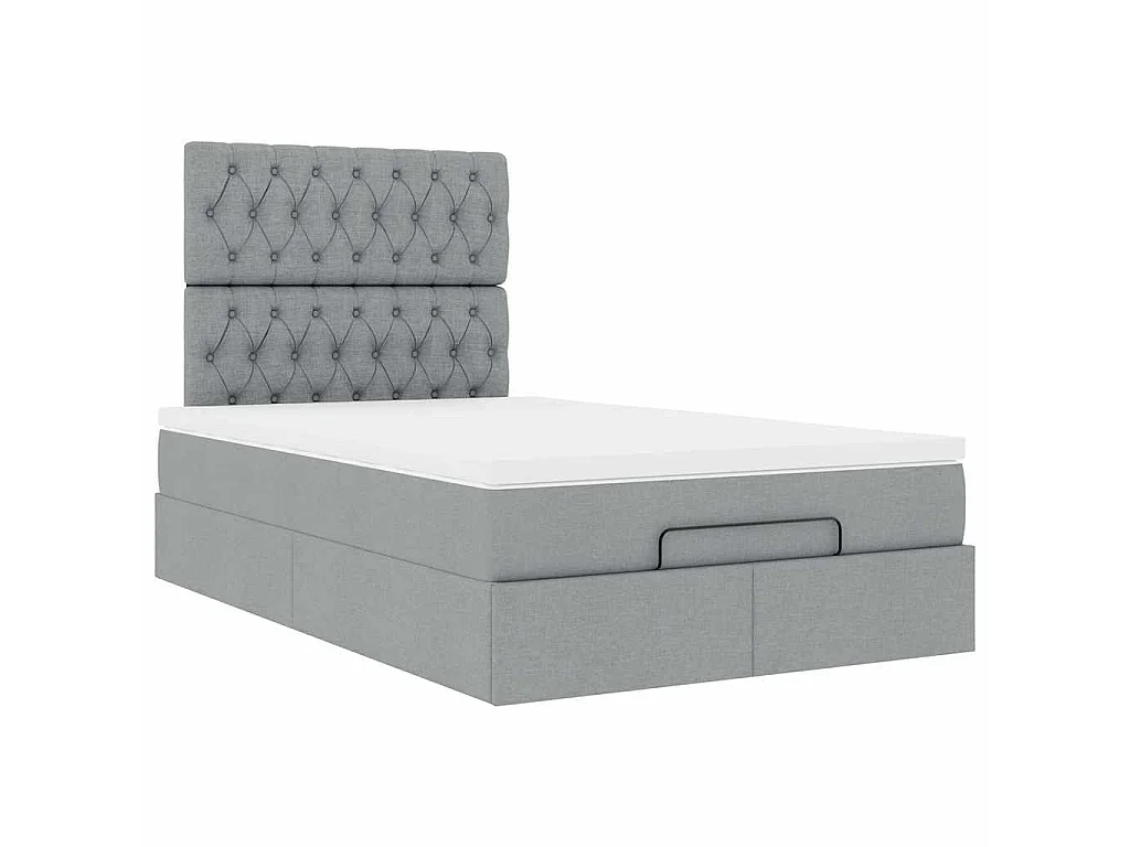Ottoman-Bett mit Matratze Hellgrau 120x190 cm Stoff