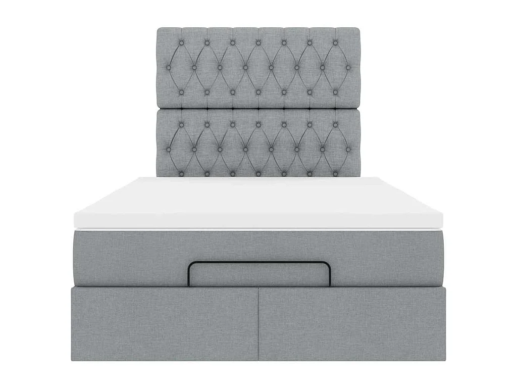 Ottoman-Bett mit Matratze Hellgrau 120x190 cm Stoff