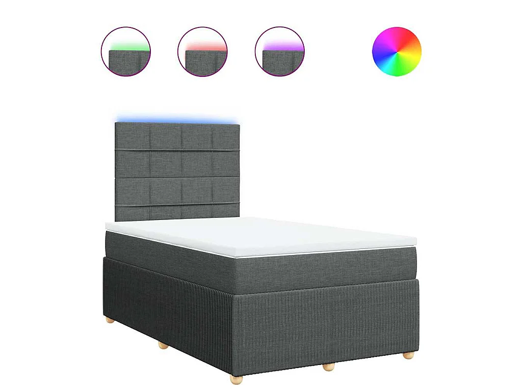 Cama boxspring com colchão 120x190 cm tecido cinzento-escuro
