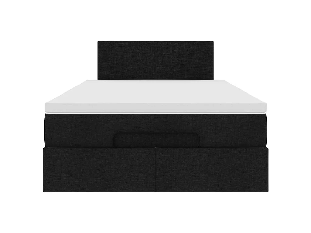 Pouf Letto con Materasso e LED Nero 120x190 cm in Tessuto
