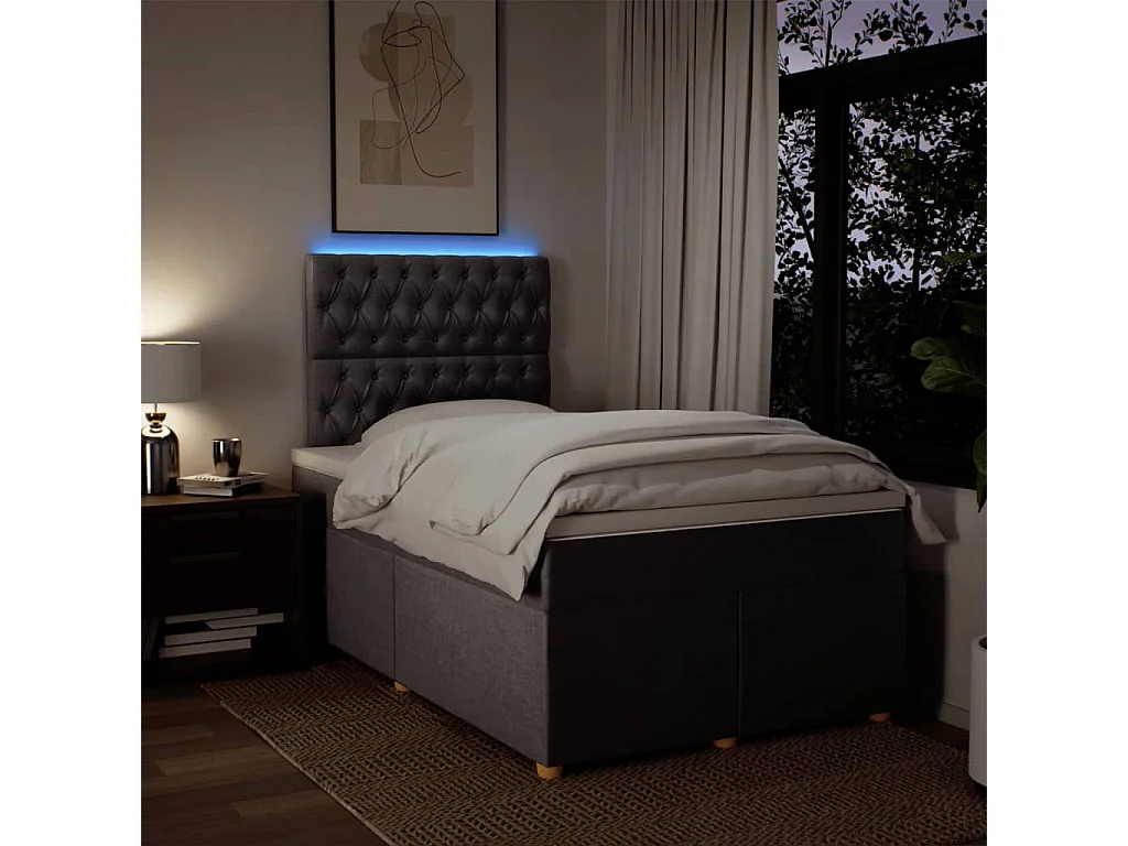 Sommier à lattes de lit avec matelas Taupe 120x200 cm Tissu