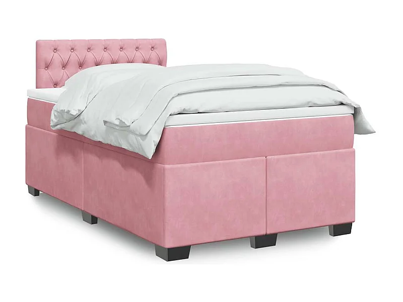 Giroletto a Molle con Materasso Rosa 120x190 cm in Velluto