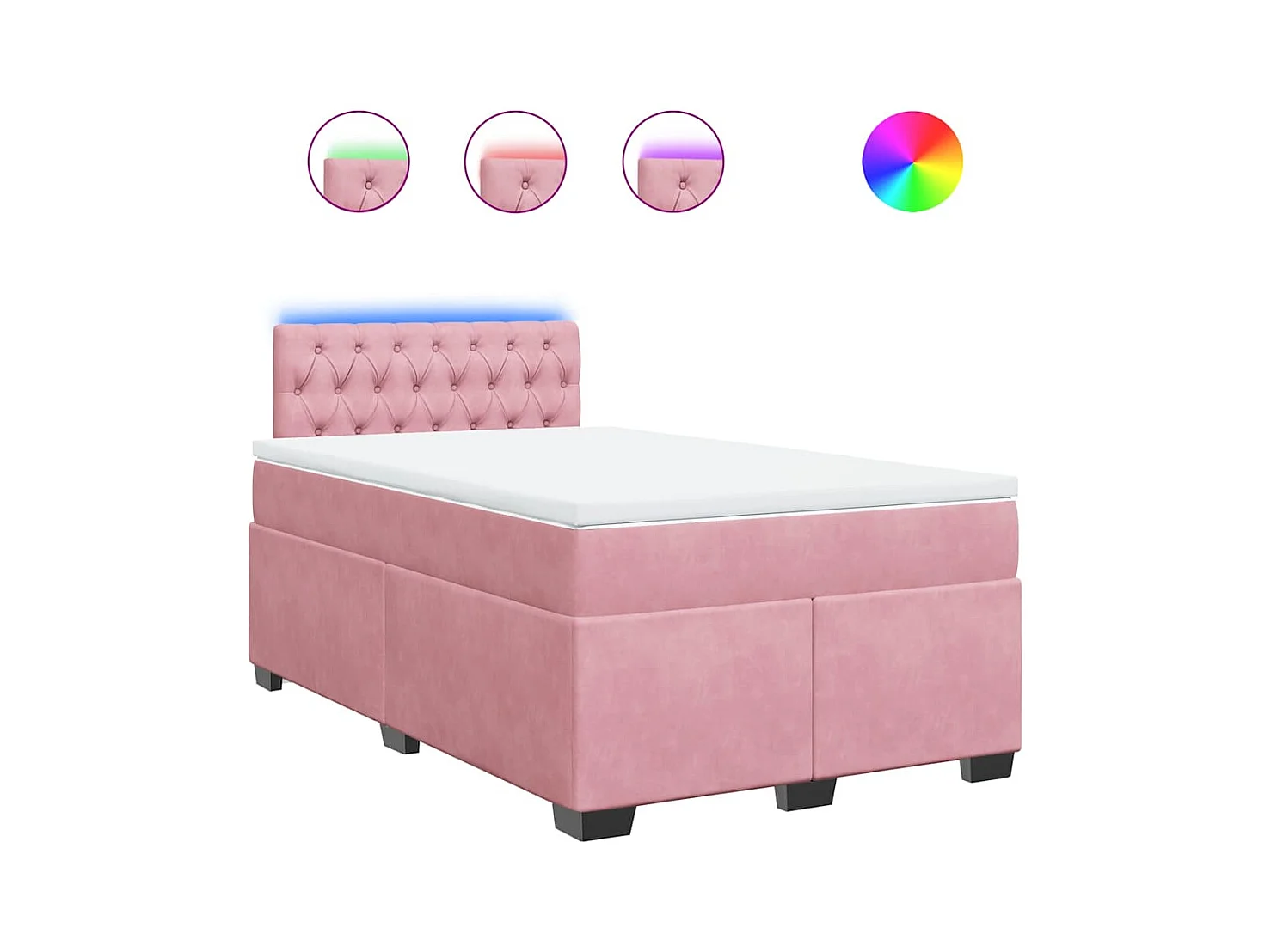 Sommier à lattes de lit avec matelas rose 120x190 cm velours