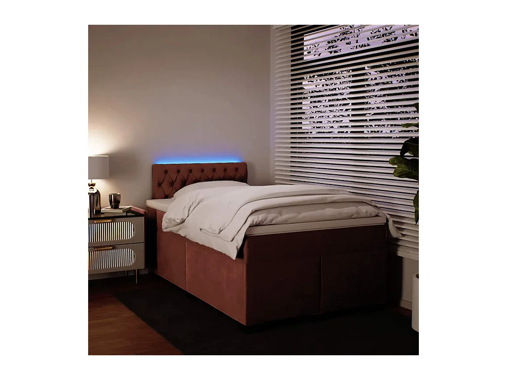 Sommier à lattes de lit avec matelas rose 120x190 cm velours