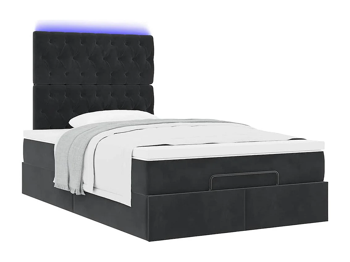 Cadre de lit ottoman avec matelas noir 120x190 cm tissu