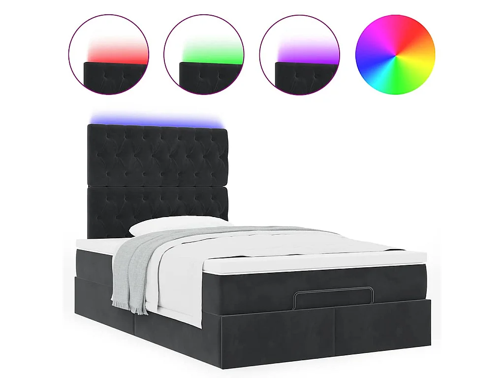 Estructura de cama otomana colchón tela negro
