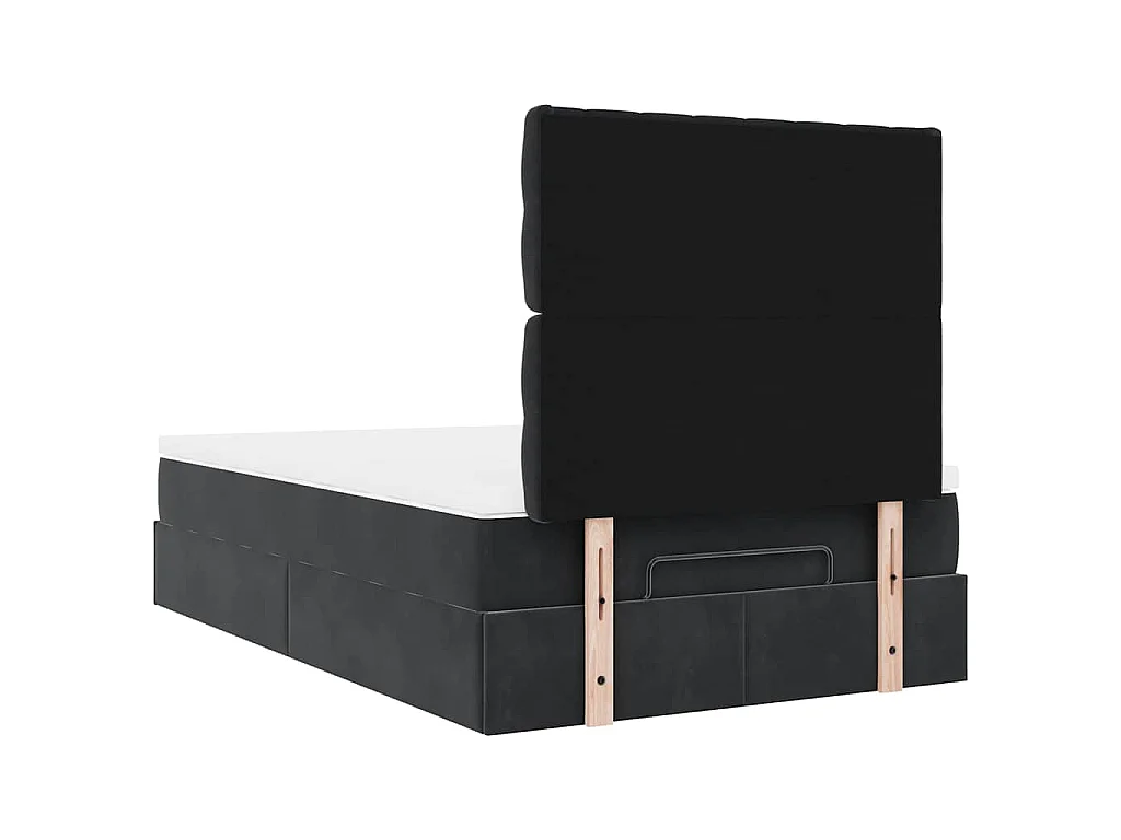 Cadre de lit ottoman avec matelas noir 120x190 cm tissu