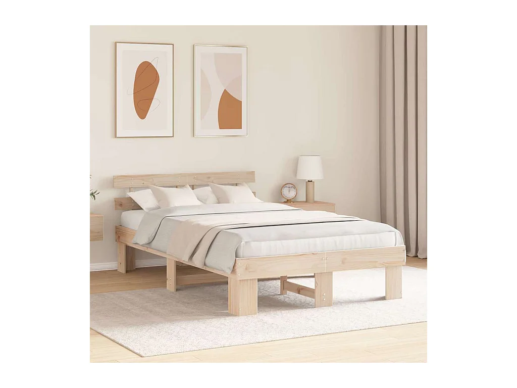 Estructura de cama Marrón 120 x 200 cm Madera maciza de Pino