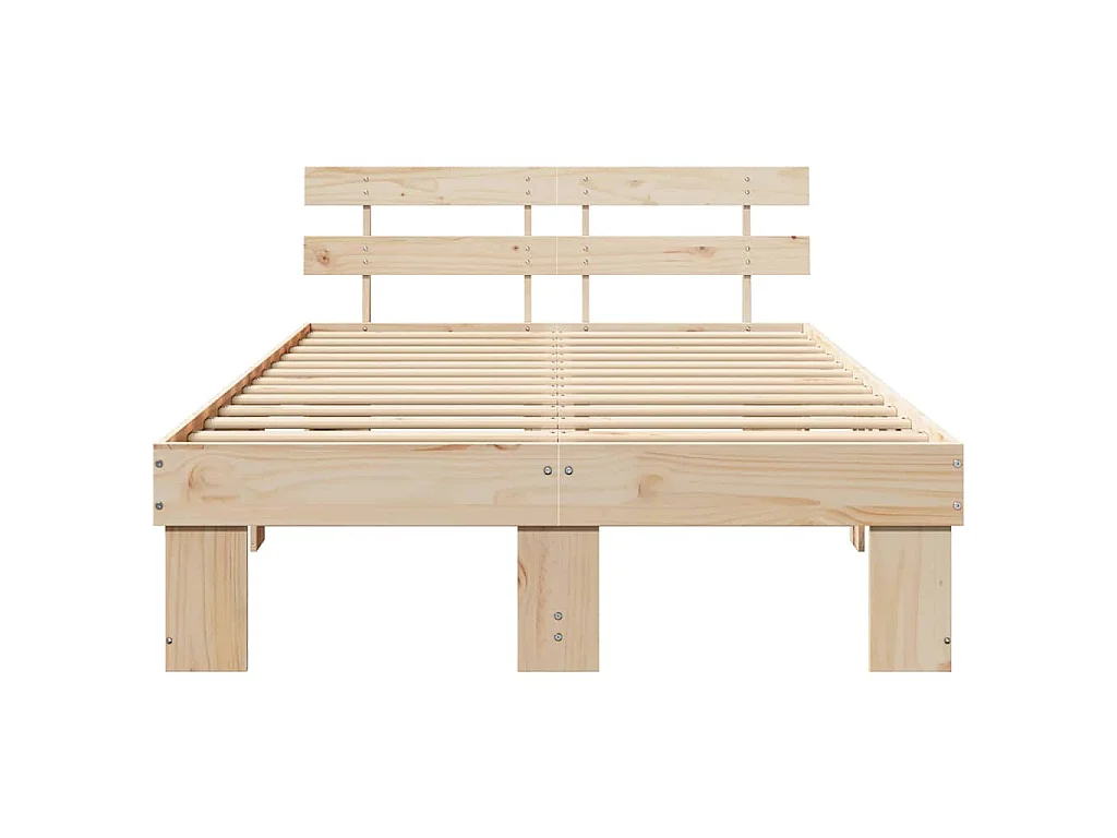 Bedframe met hoofdeinde Naturel 120 x 200 cm Massief grenenhout