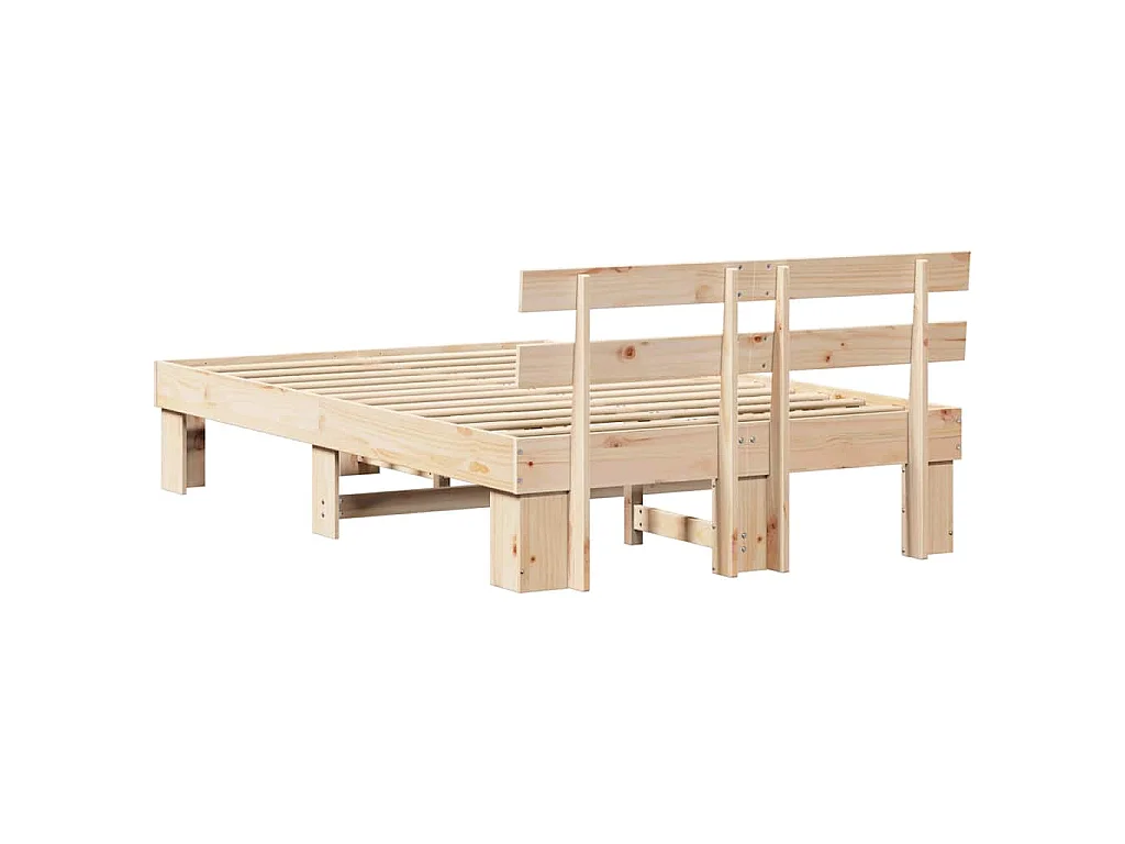 Bedframe met hoofdeinde Naturel 120 x 200 cm Massief grenenhout