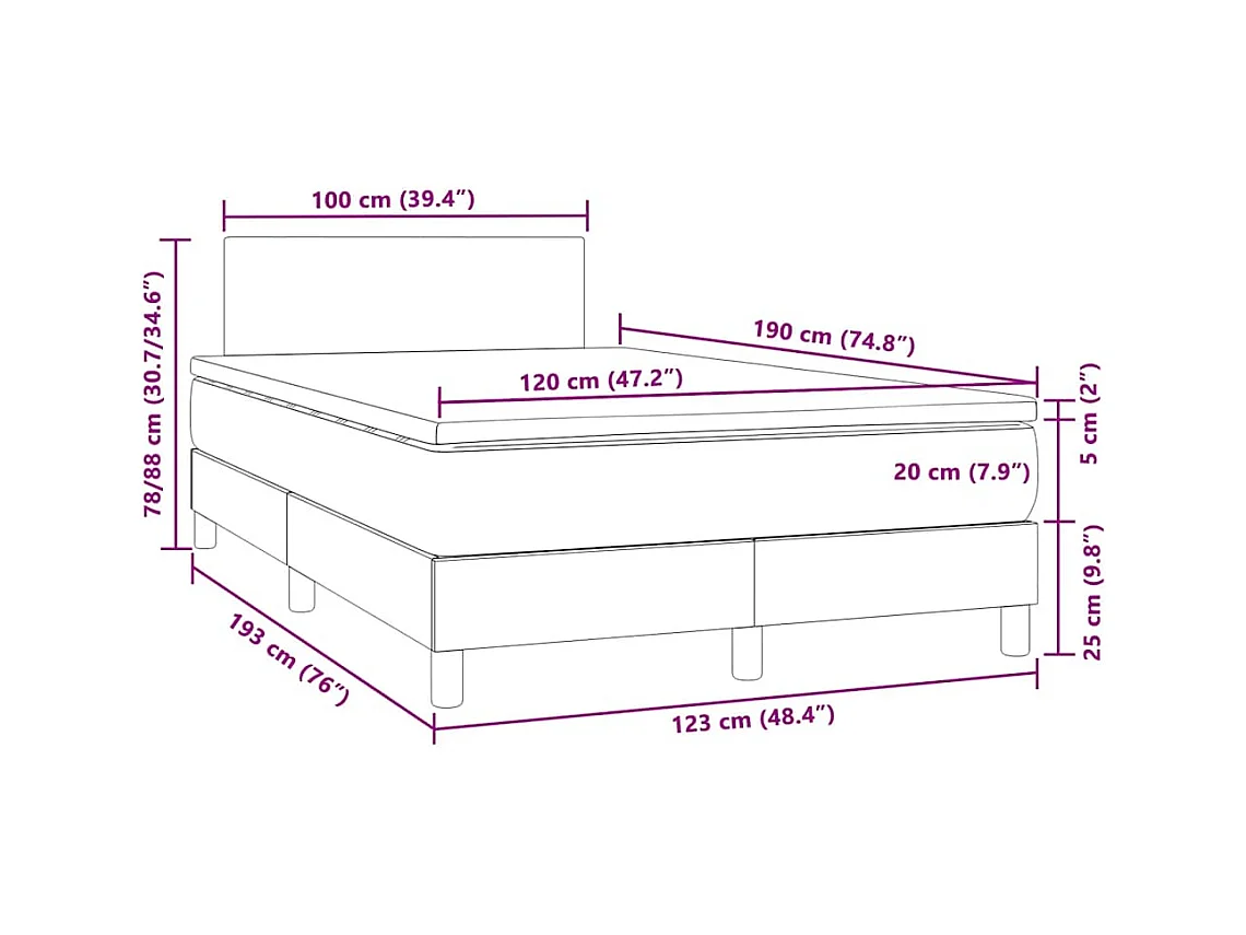 Sommier à lattes de lit avec matelas LED bleu foncé 120x190 cm
