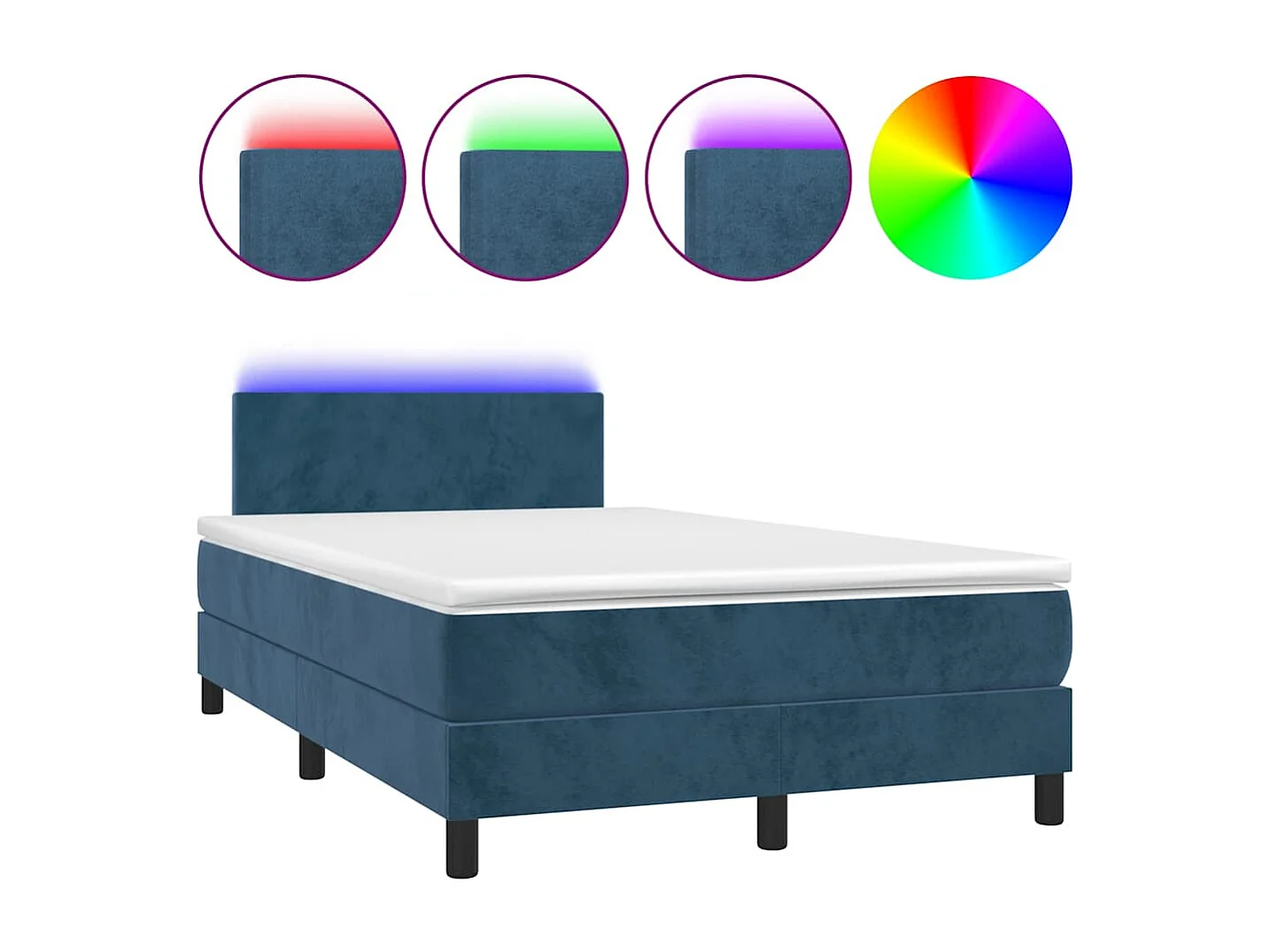 Boxspringbett mit Matratze & LED Dunkelblau 120x190 cm Samt