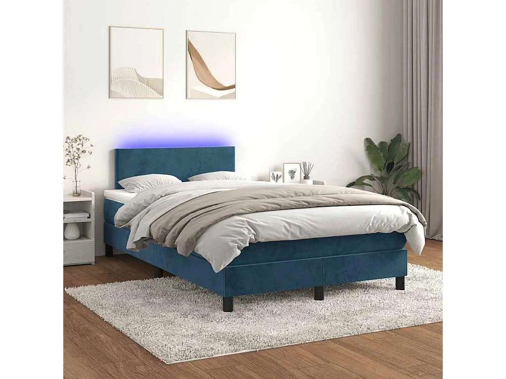Boxspringbett mit Matratze & LED Dunkelblau 120x190 cm Samt