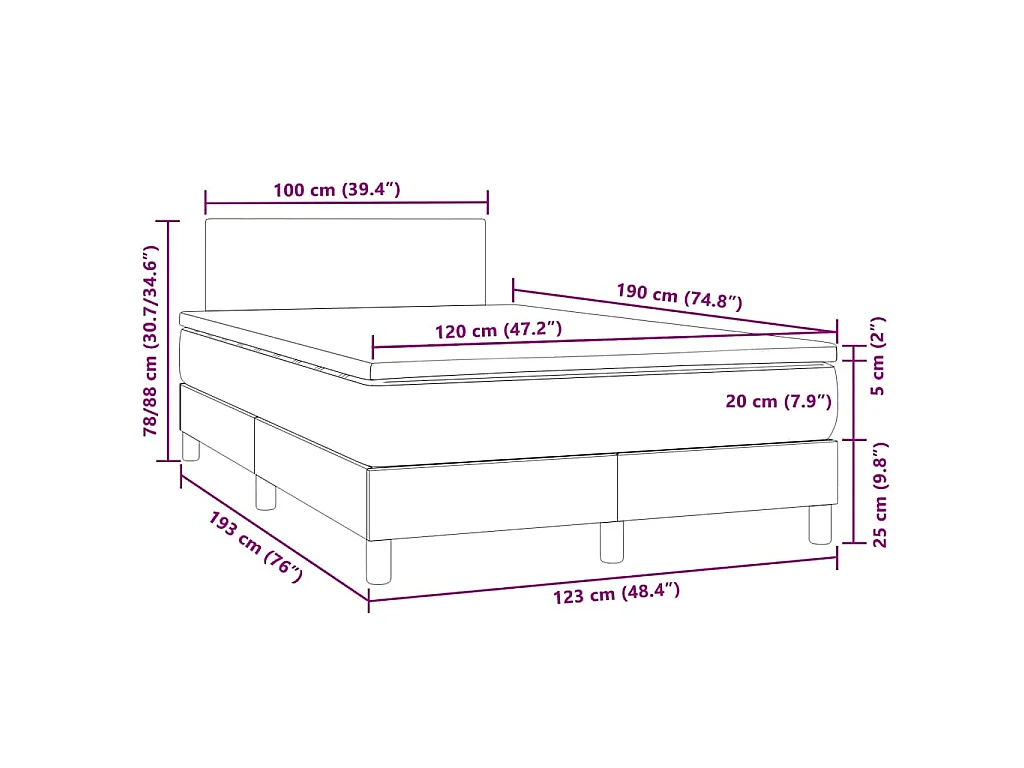 Boxspringbett mit Matratze & LED Dunkelblau 120x190 cm Samt