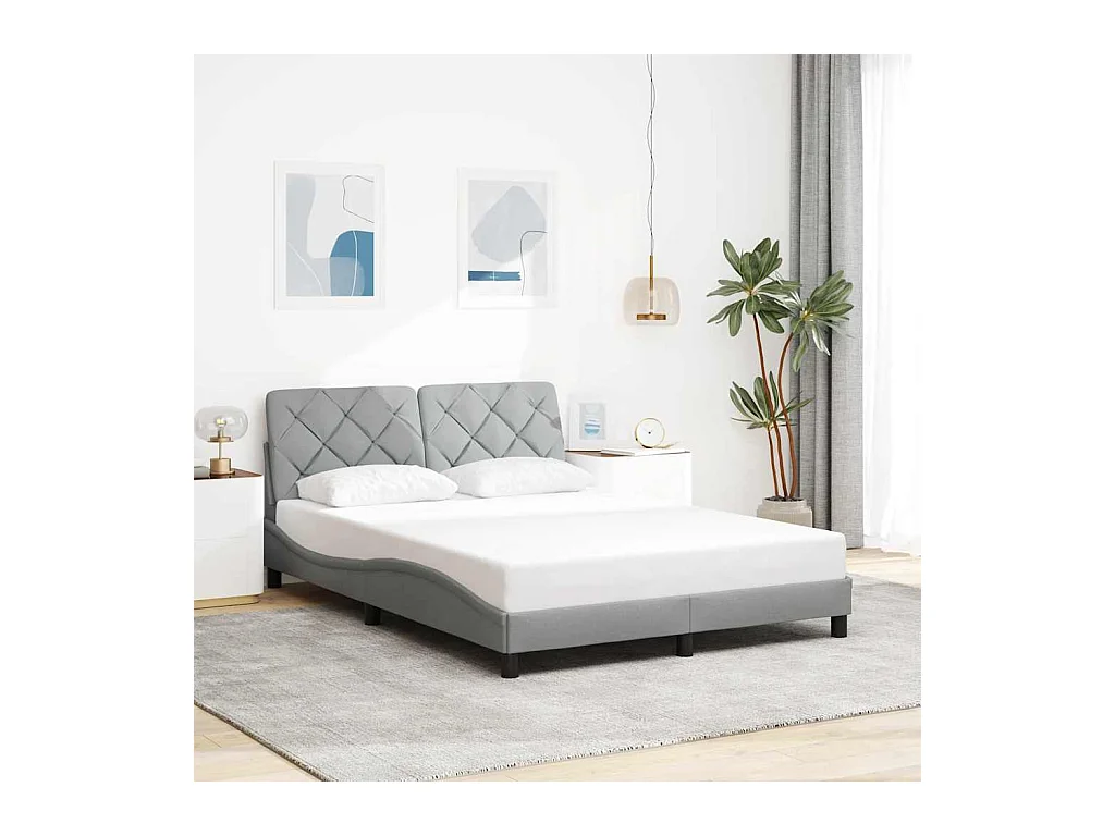 Cadre de lit sans matelas gris clair 120x200 cm tissu