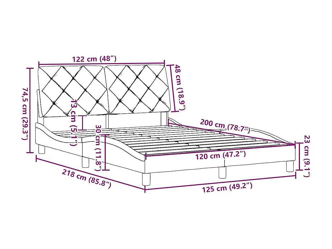 Giroletto senza Materasso Grigio Chiaro 120x200 cm Tessuto