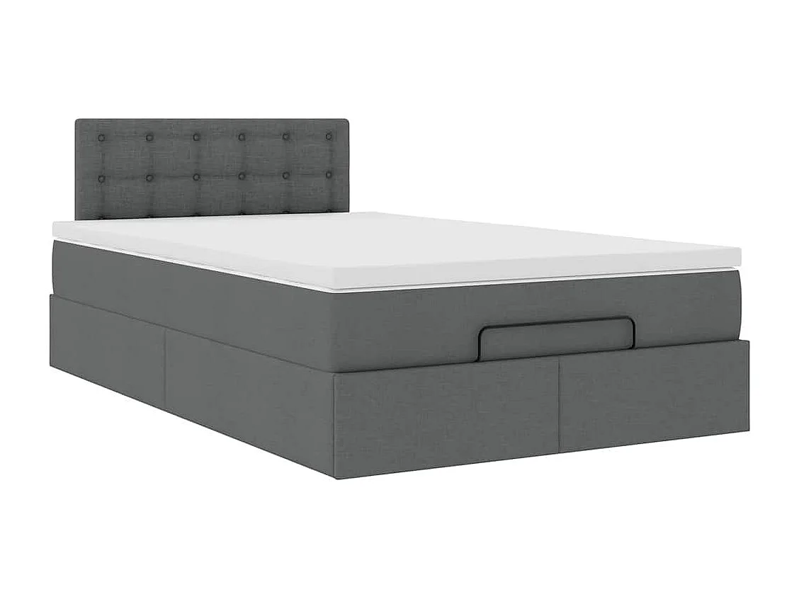 Lit ottoman avec matelas gris foncé 120x200 cm tissu