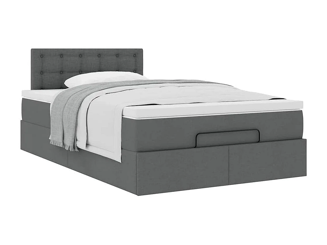 Lit ottoman avec matelas gris foncé 120x200 cm tissu