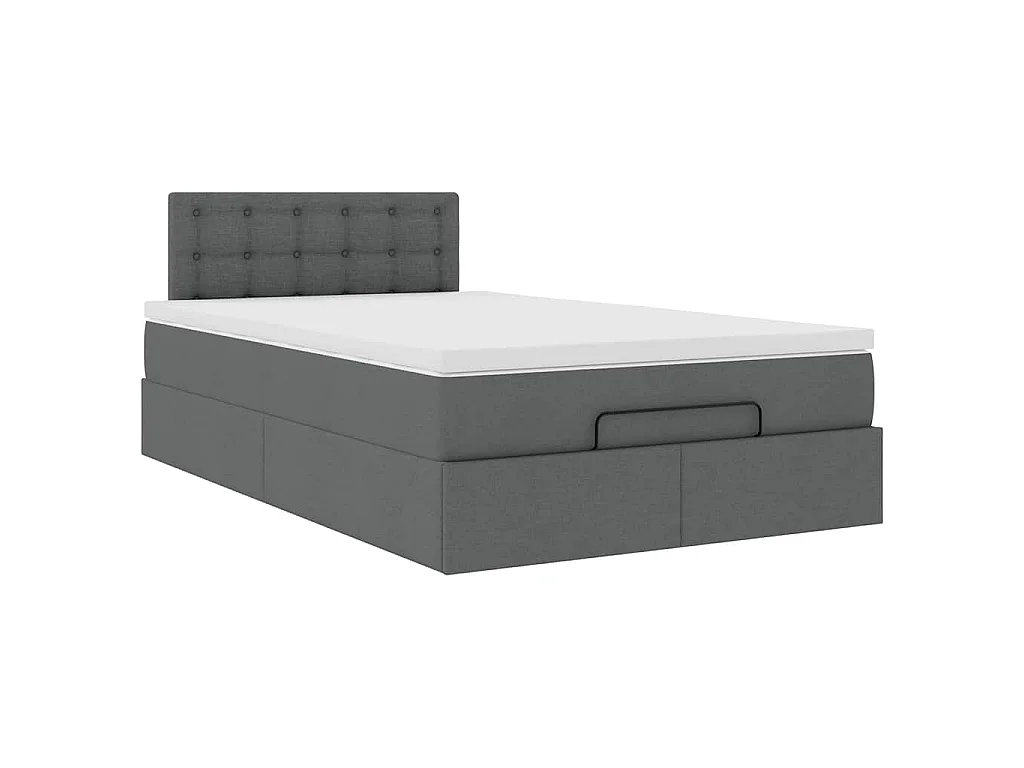 Lit ottoman avec matelas gris foncé 120x200 cm tissu