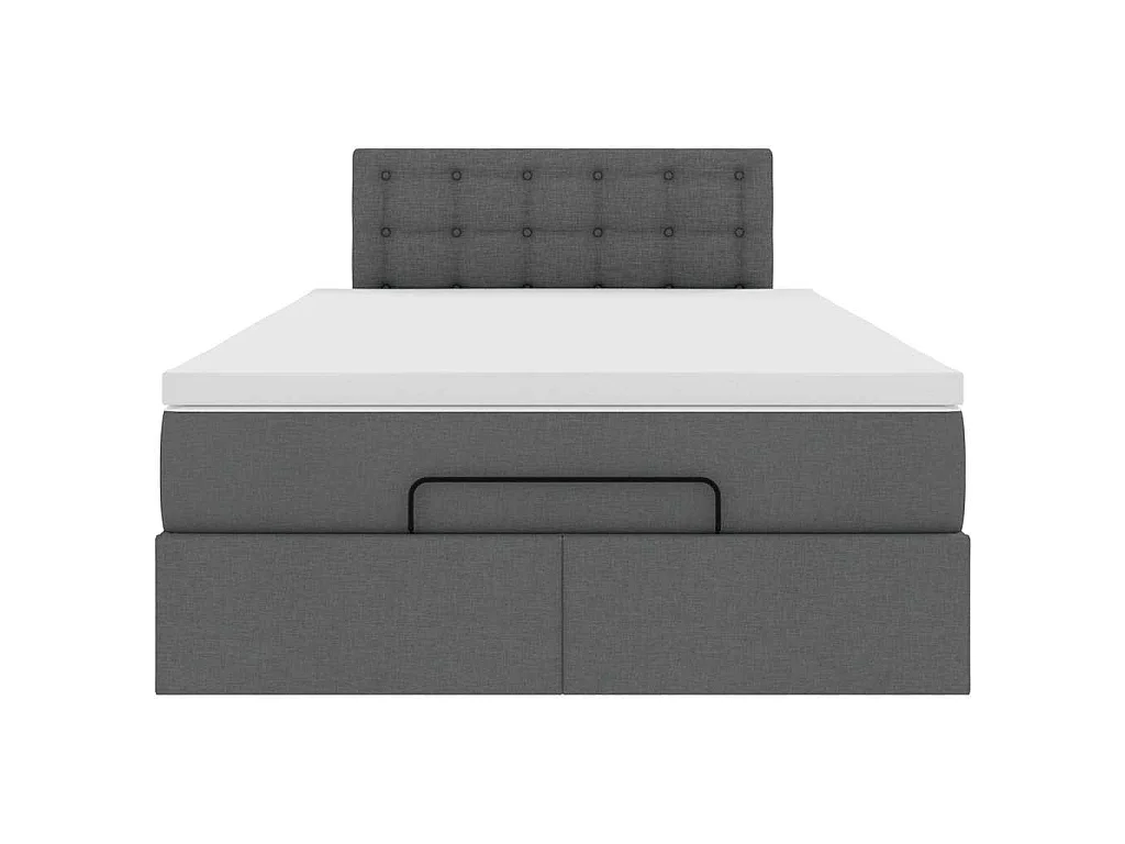 Lit ottoman avec matelas gris foncé 120x200 cm tissu