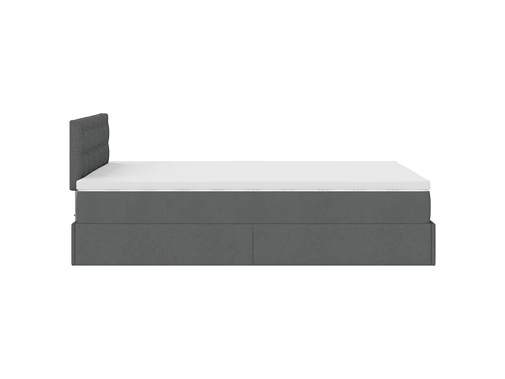 Lit ottoman avec matelas gris foncé 120x200 cm tissu