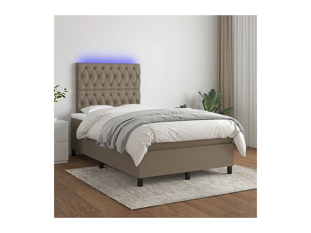 Boxspring met matras en LED stof taupe 120x190 cm