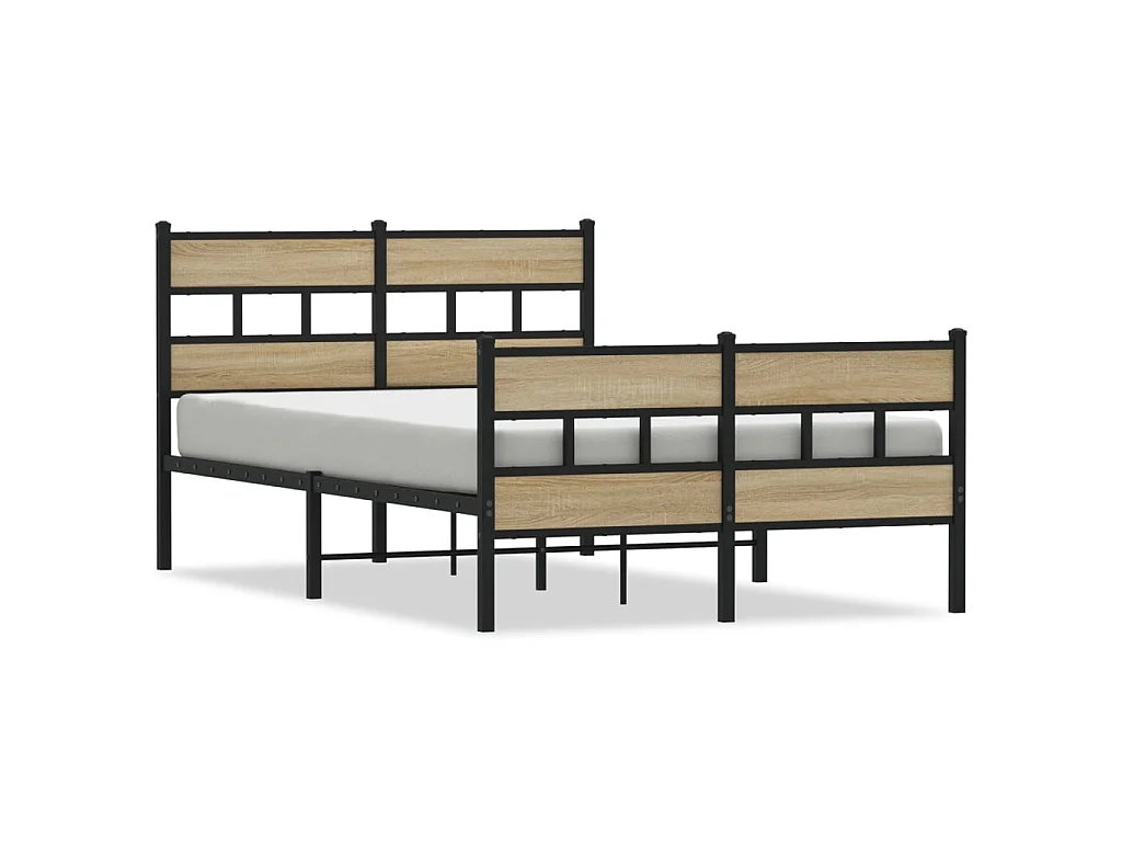 Cadre de lit en métal sans matelas chêne sonoma 120x200 cm