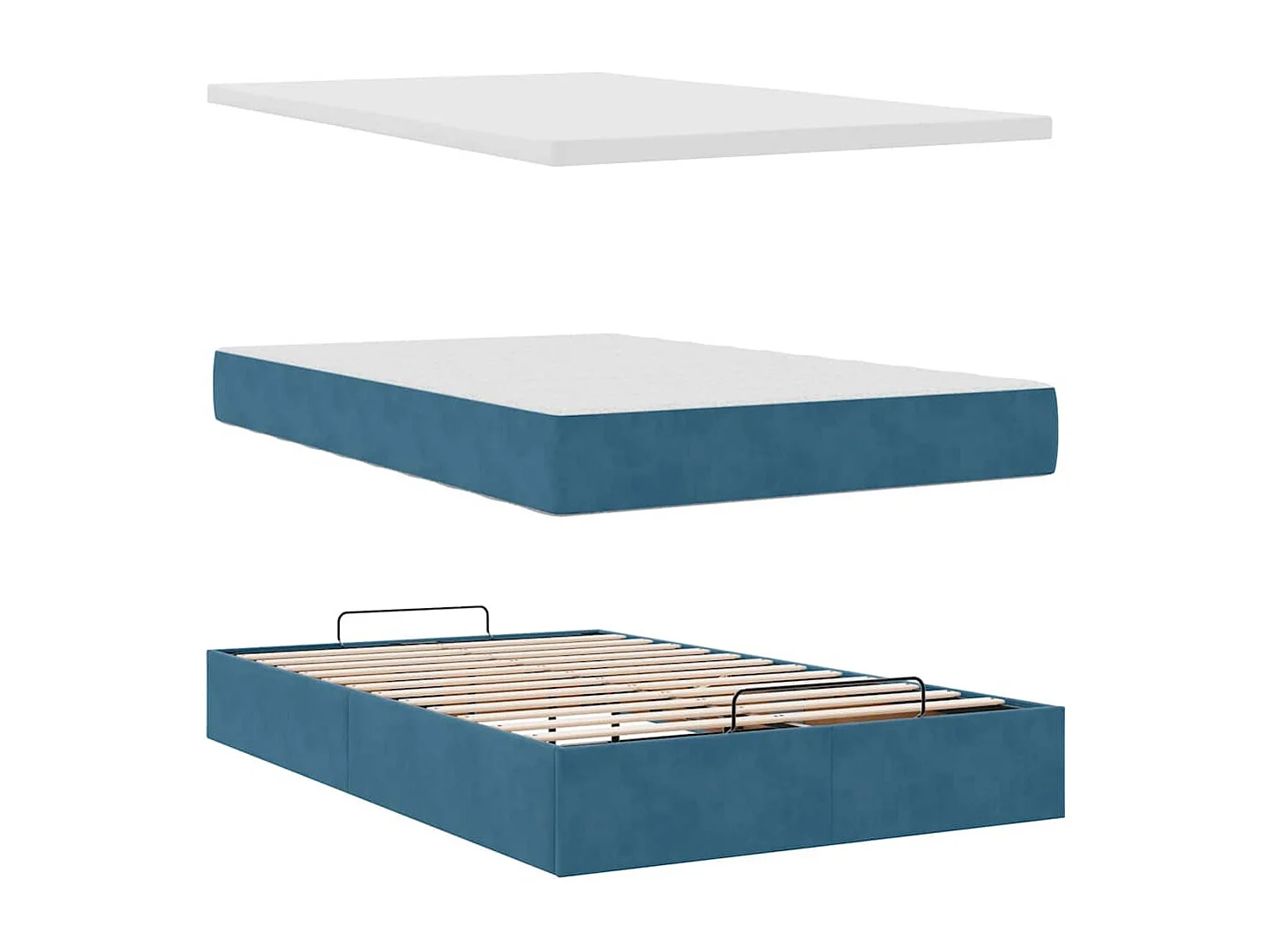 Ottoman-Bett mit Matratze Dunkelblau 120x190 cm Samt