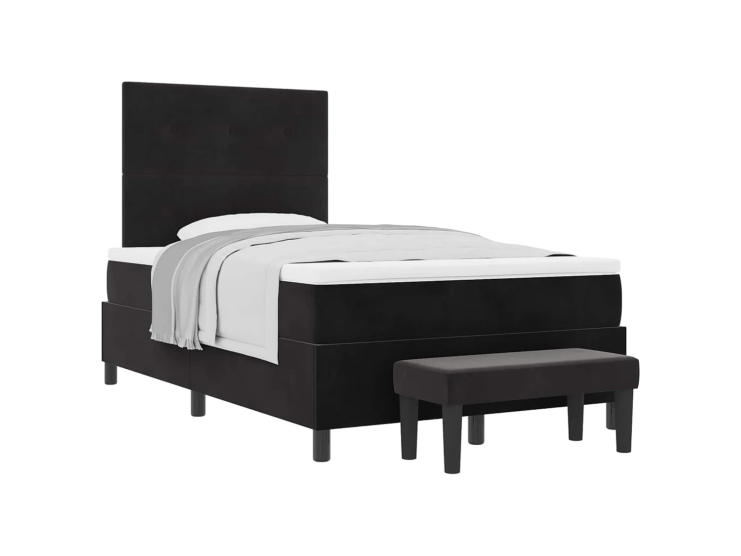 Boxspringbett mit Kopfteil Schwarz 200 x 120 cm Samt
