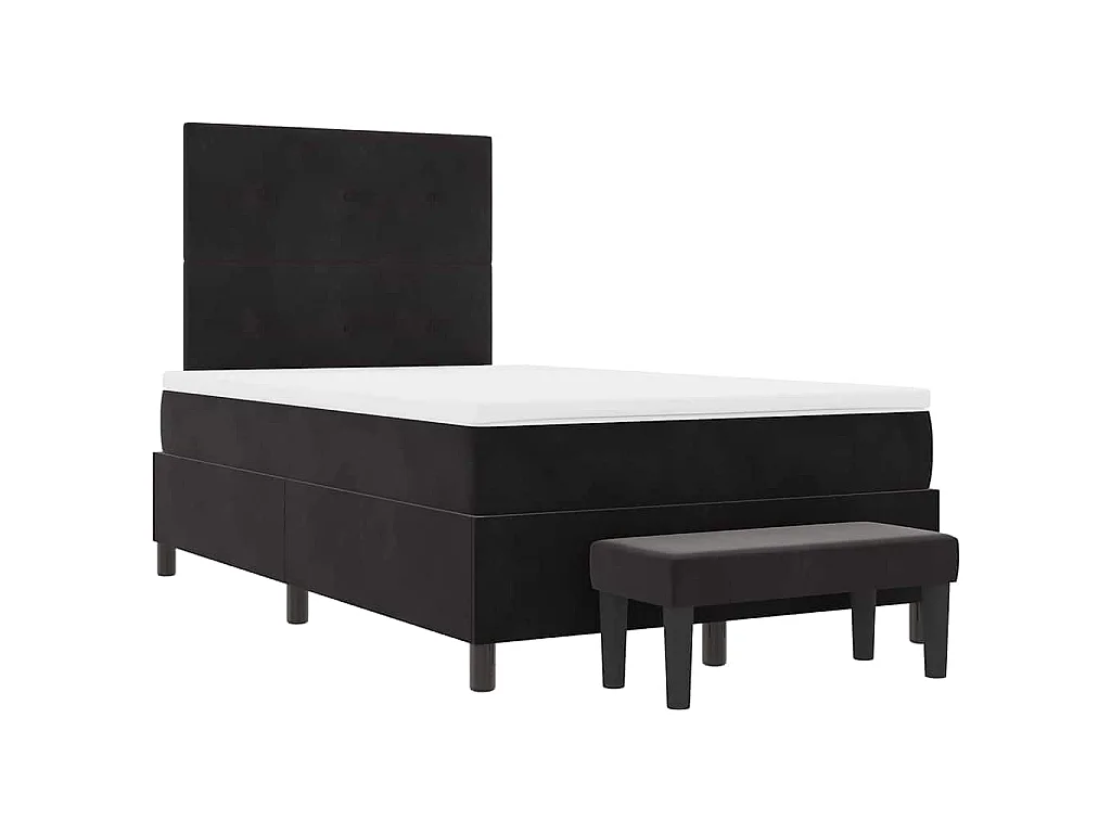 Boxspringbett mit Kopfteil Schwarz 200 x 120 cm Samt