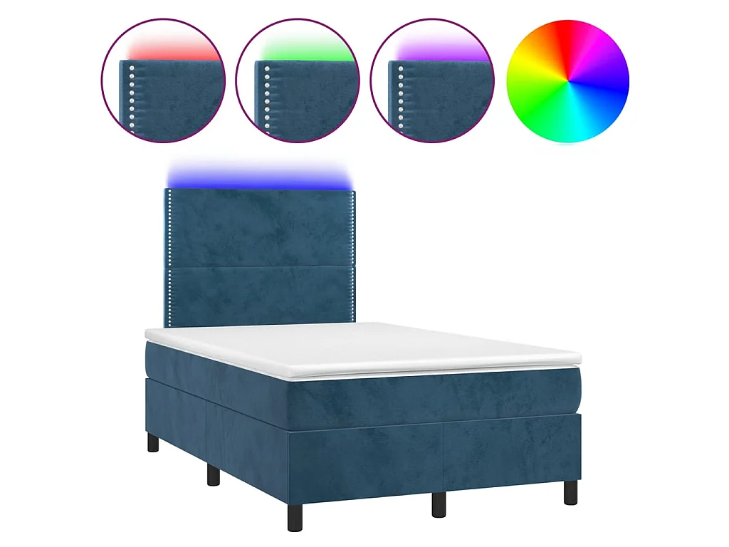 Boxspringbett mit Matratze & LED Dunkelblau 120x190 cm Samt