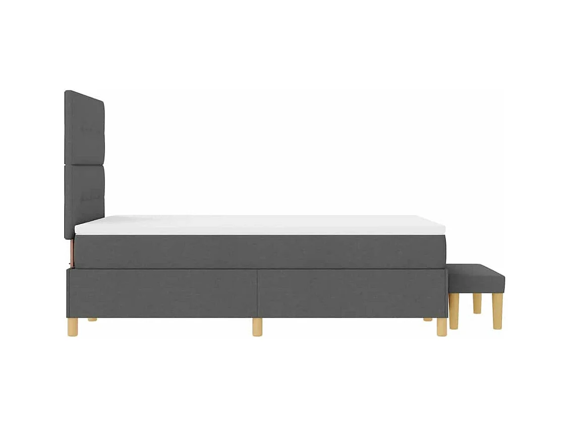 Lit à ressorts avec matelas Gris foncé 120 x 190 cm tissu