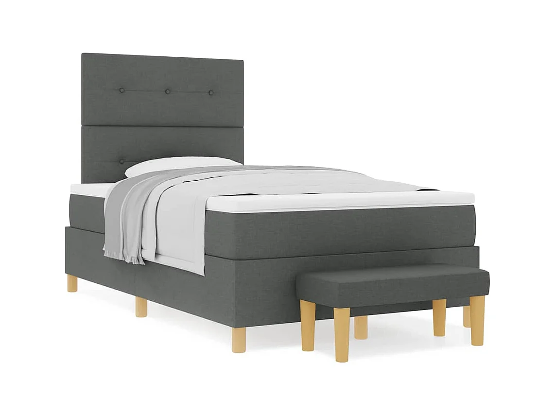 Lit à ressorts avec matelas Gris foncé 120 x 190 cm tissu