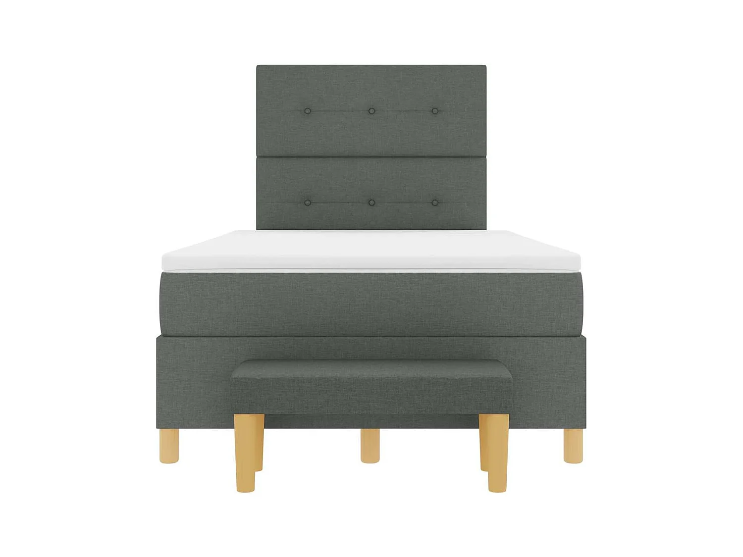 Lit à ressorts avec matelas Gris foncé 120 x 190 cm tissu