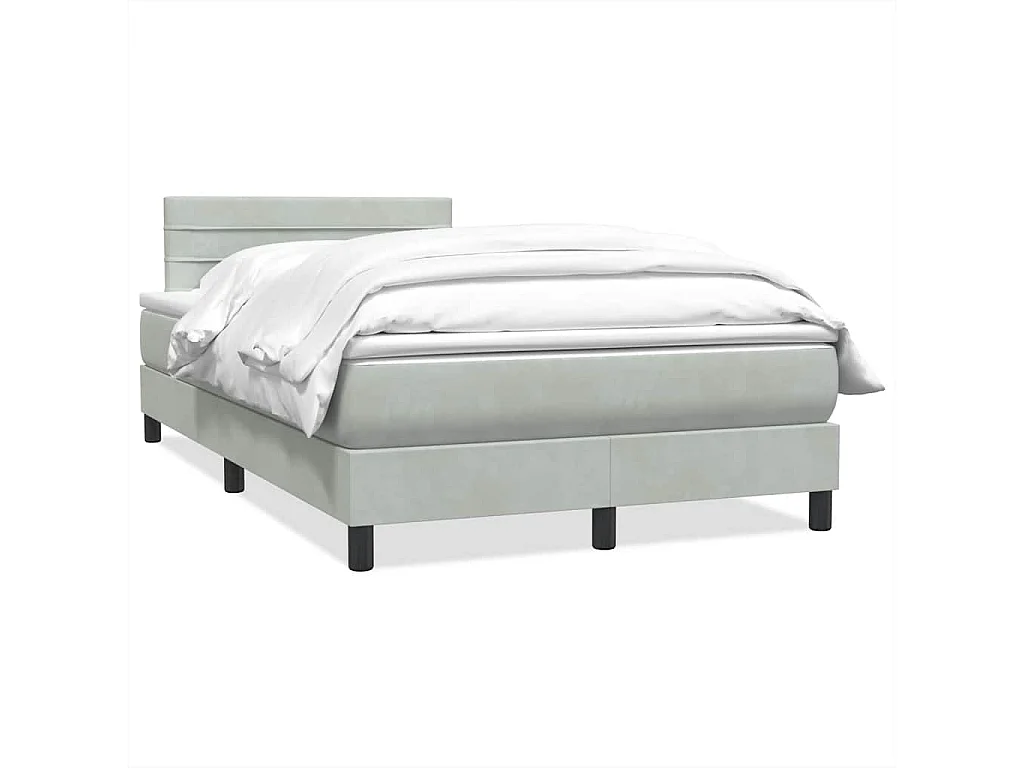 Boxspring met matras fluweel lichtgrijs 120x220 cm