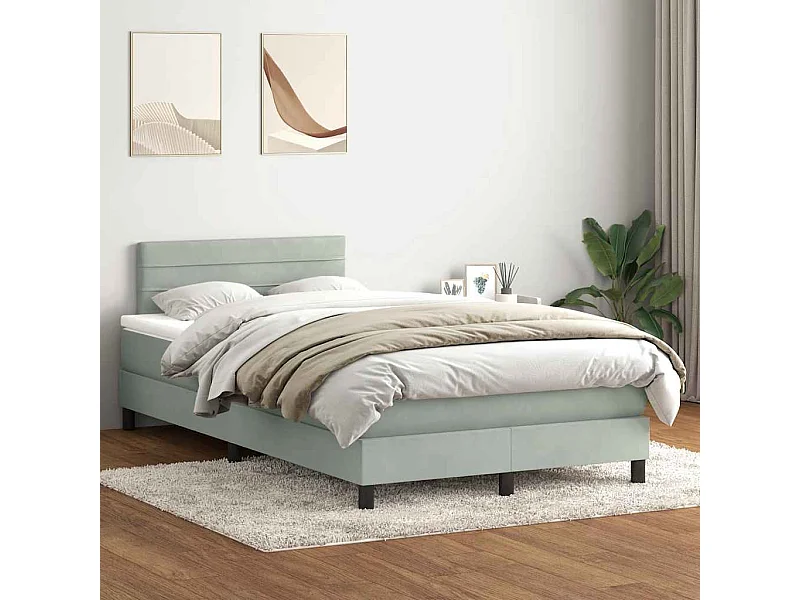 Boxspring met matras fluweel lichtgrijs 120x220 cm