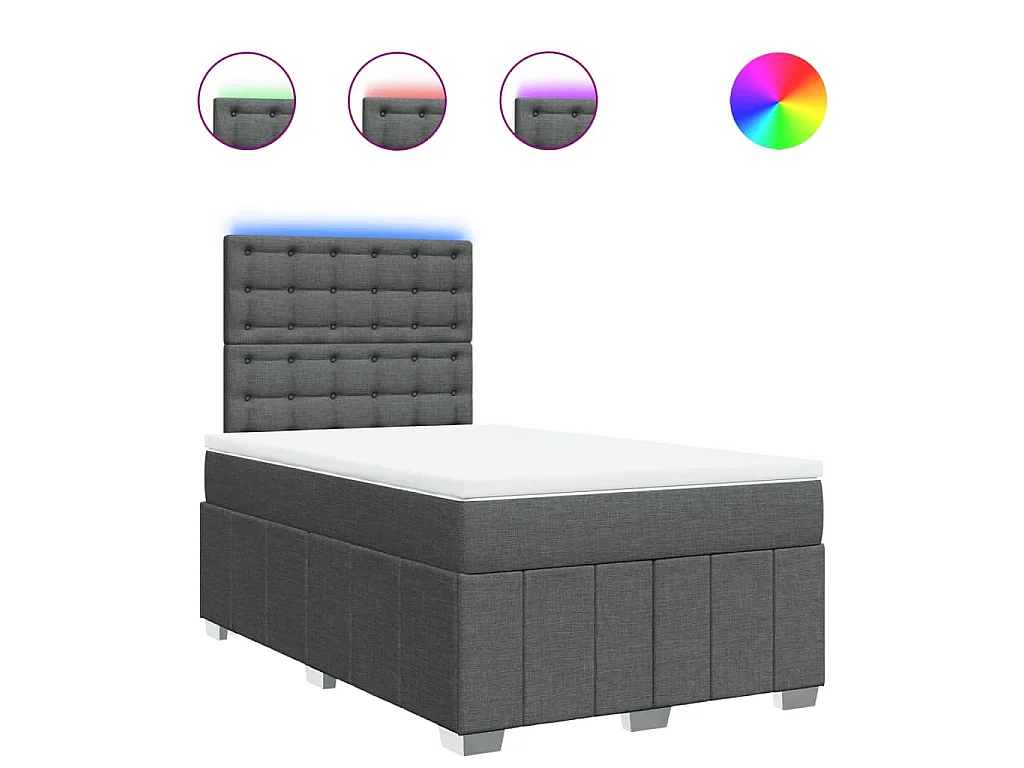 Cama boxspring com colchão 120x190 cm tecido cinzento-escuro
