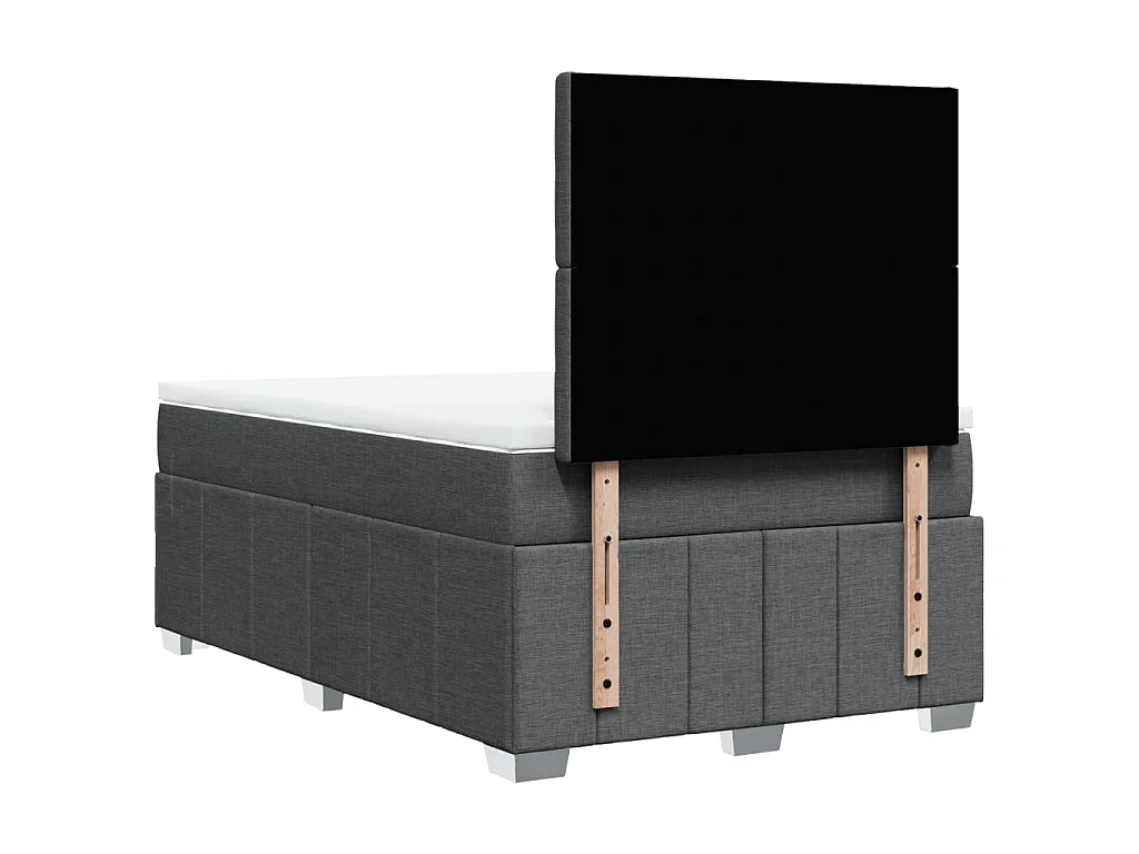 Cama boxspring com colchão 120x190 cm tecido cinzento-escuro