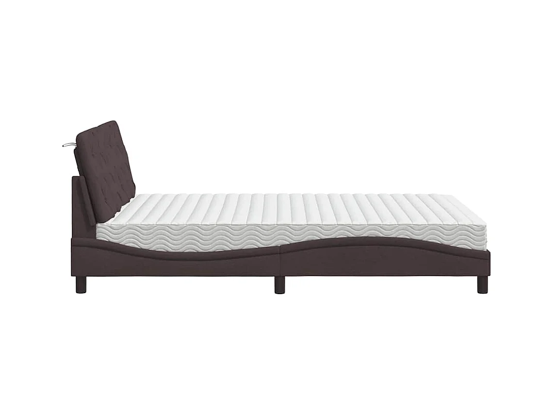 Lit avec matelas marron foncé 120x200 cm tissu
