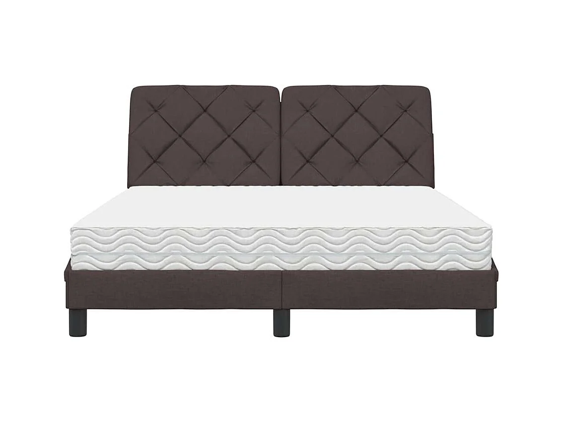 Lit avec matelas marron foncé 120x200 cm tissu