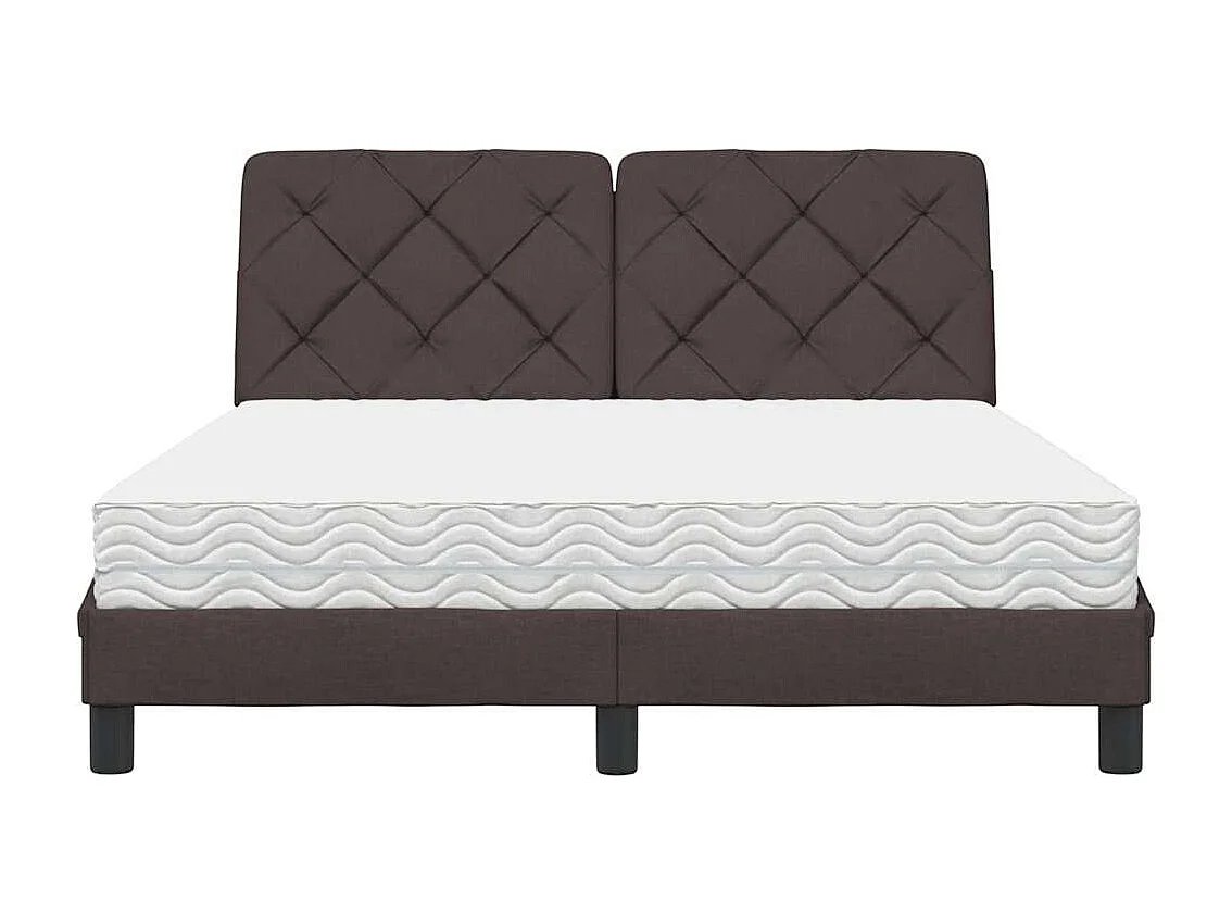 Letto con Materasso Marrone Scuro 120x200cm Tessuto