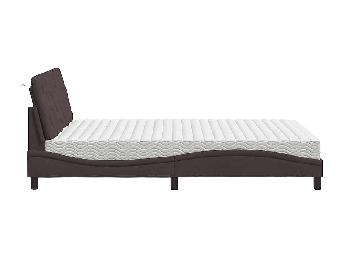 Letto con Materasso Marrone Scuro 120x200cm Tessuto