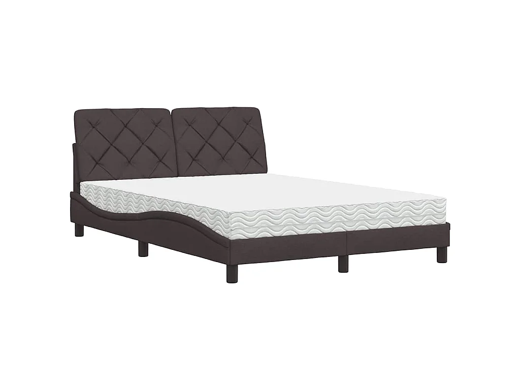 Letto con Materasso Marrone Scuro 120x200cm Tessuto