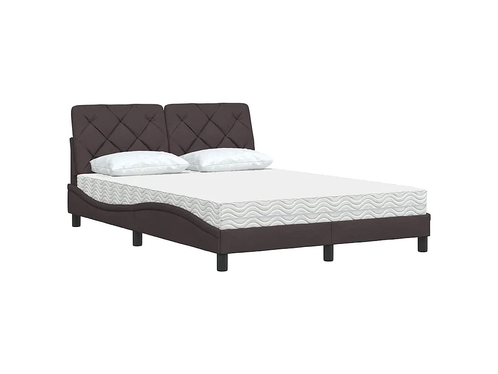 Letto con Materasso Marrone Scuro 120x200cm Tessuto