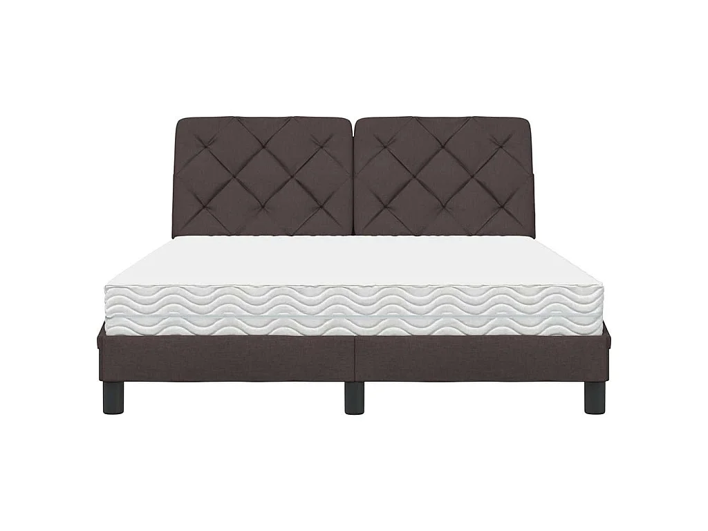 Letto con Materasso Marrone Scuro 120x200cm Tessuto