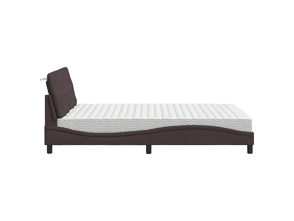 Letto con Materasso Marrone Scuro 120x200cm Tessuto