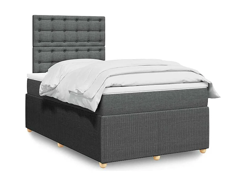 Cama boxspring com colchão 120x190 cm tecido cinzento-escuro